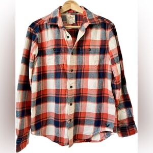 American Eagle Outfitters Heritage Flannel in Orange and Navy